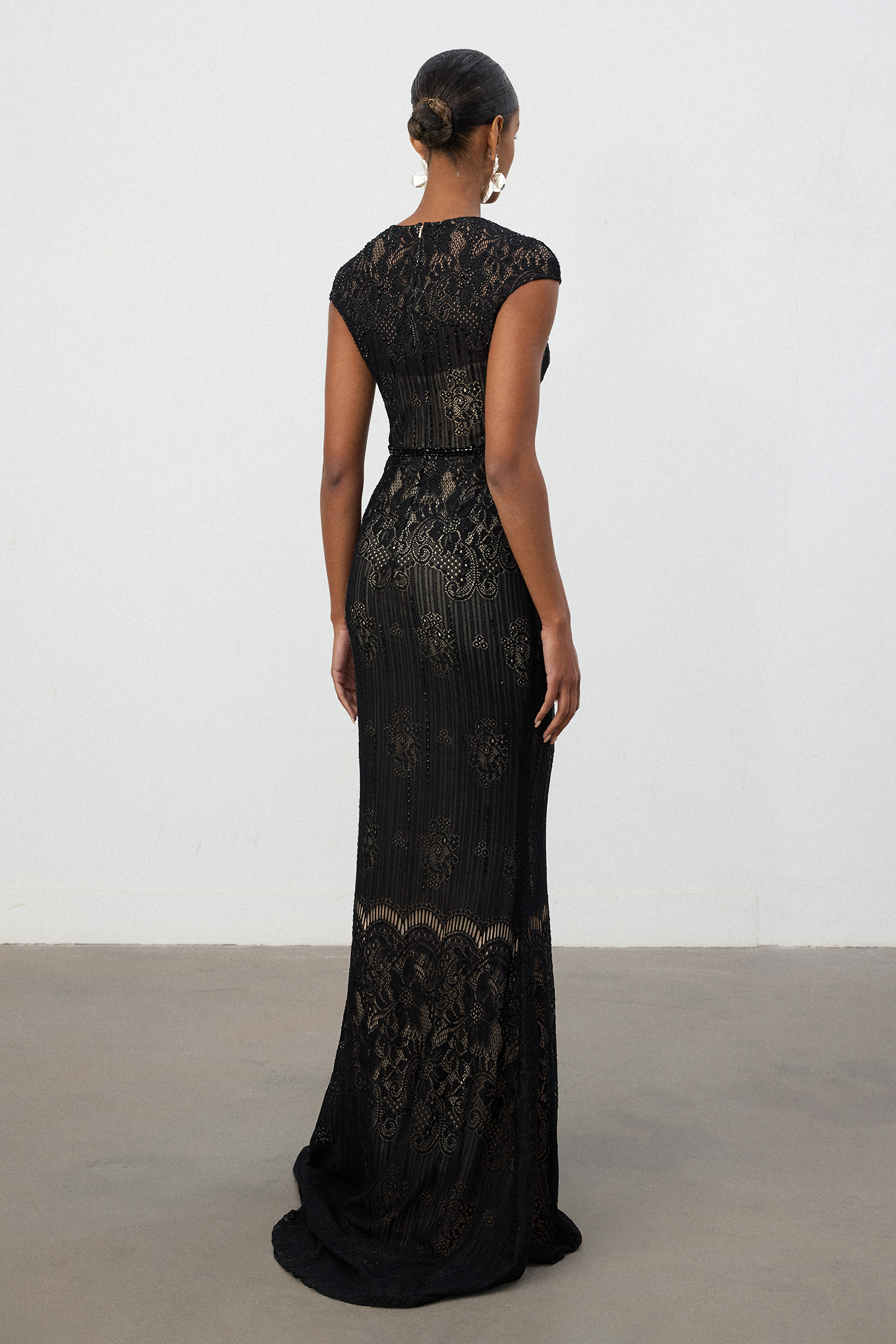 Black Corded Lace Mermaid Gown
