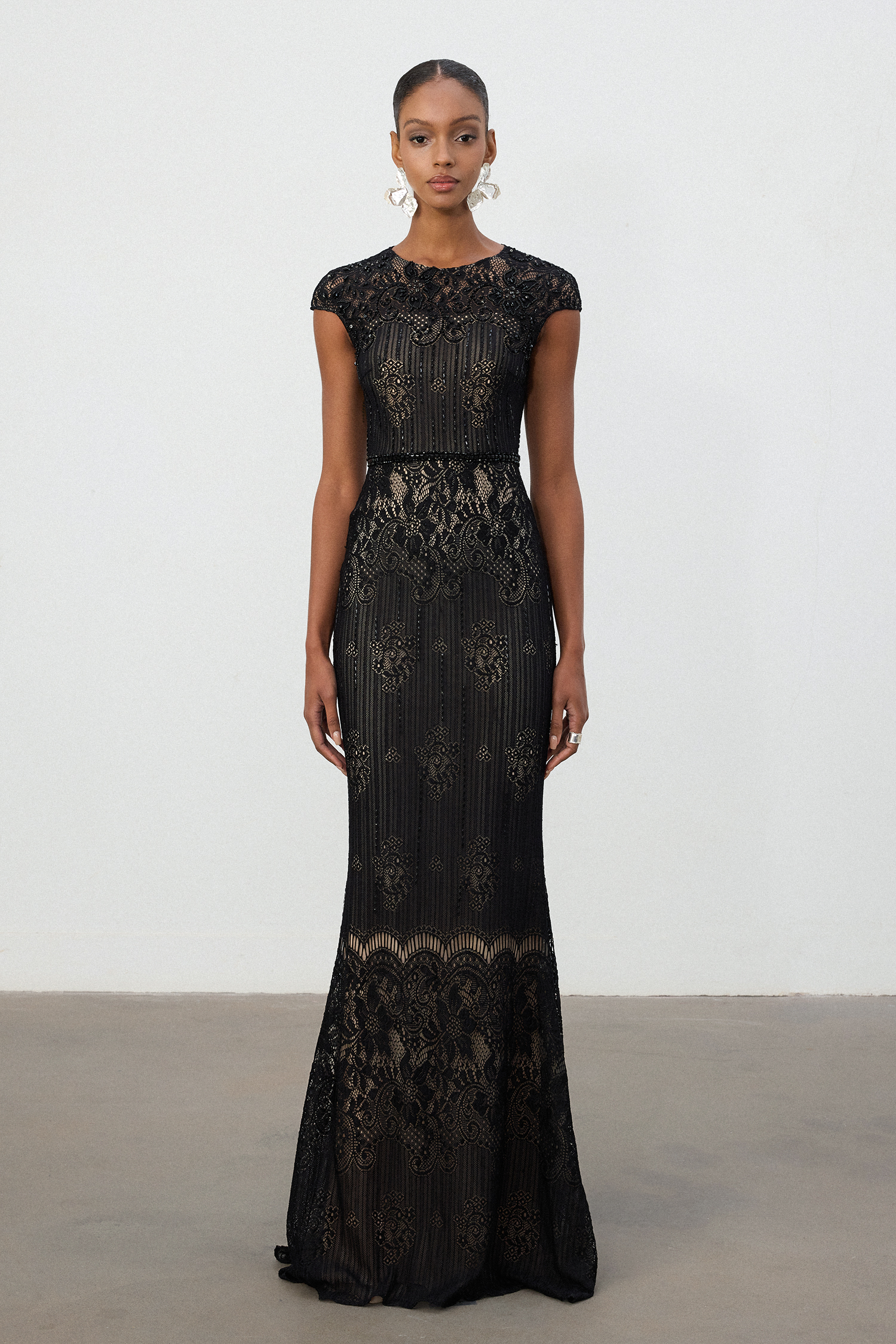 Black Corded Lace Mermaid Gown