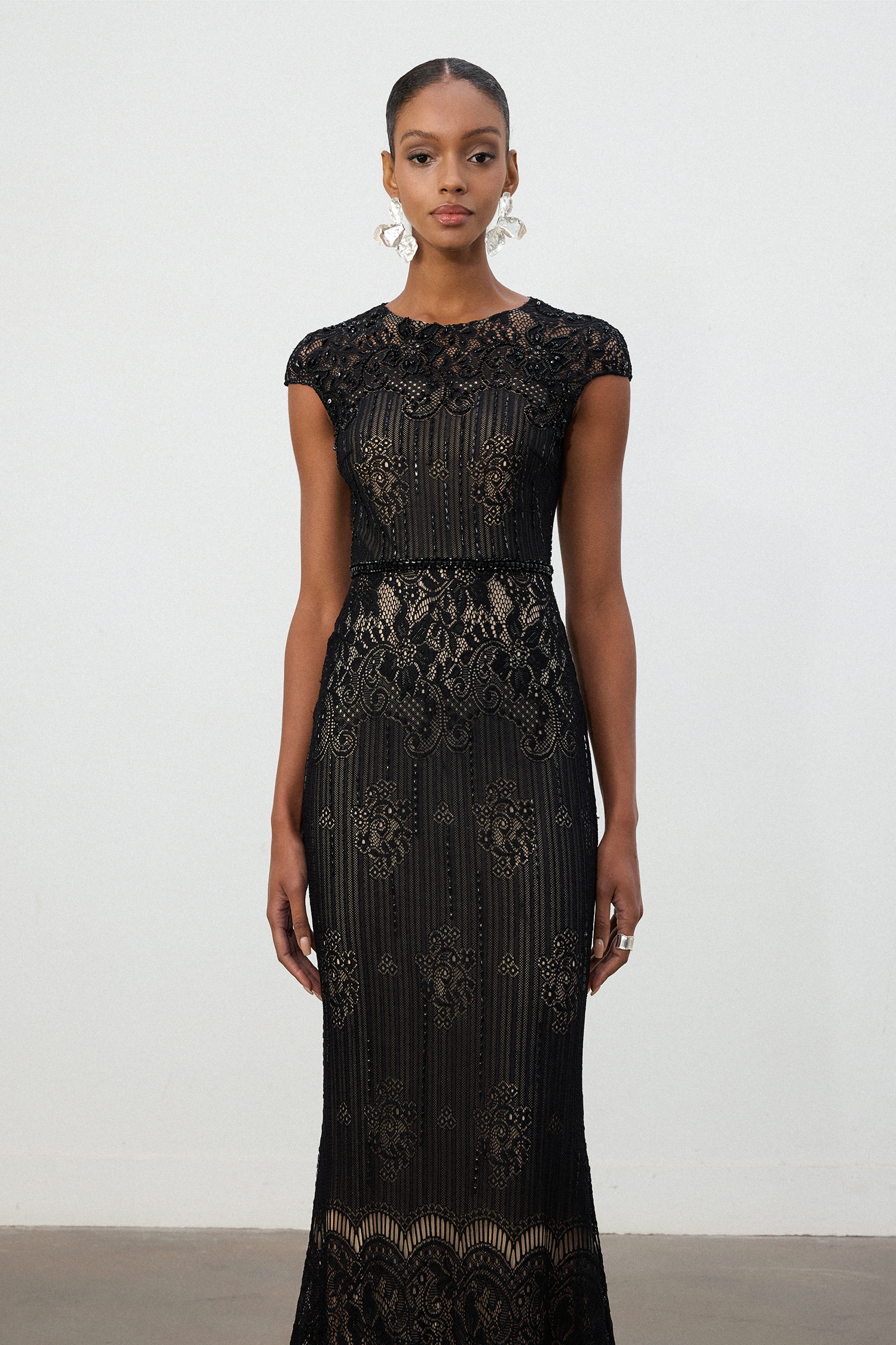 Black Corded Lace Mermaid Gown