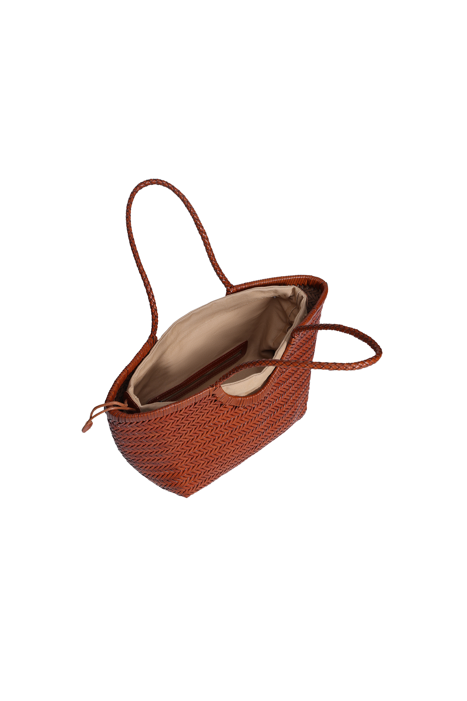 Brown Herringbone Weave Leather Shoulder Bag