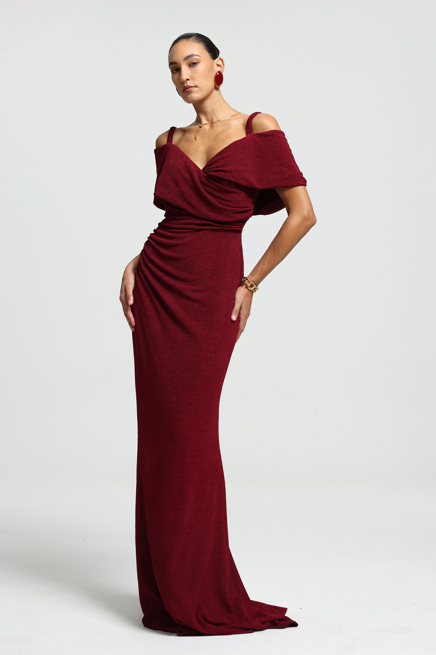 Strappy Draped Ruched Maxi Dress
