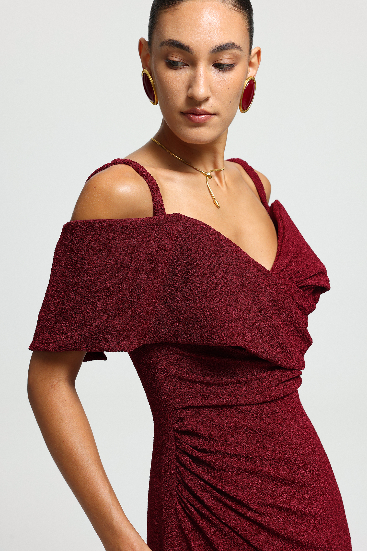 Strappy Draped Ruched Maxi Dress