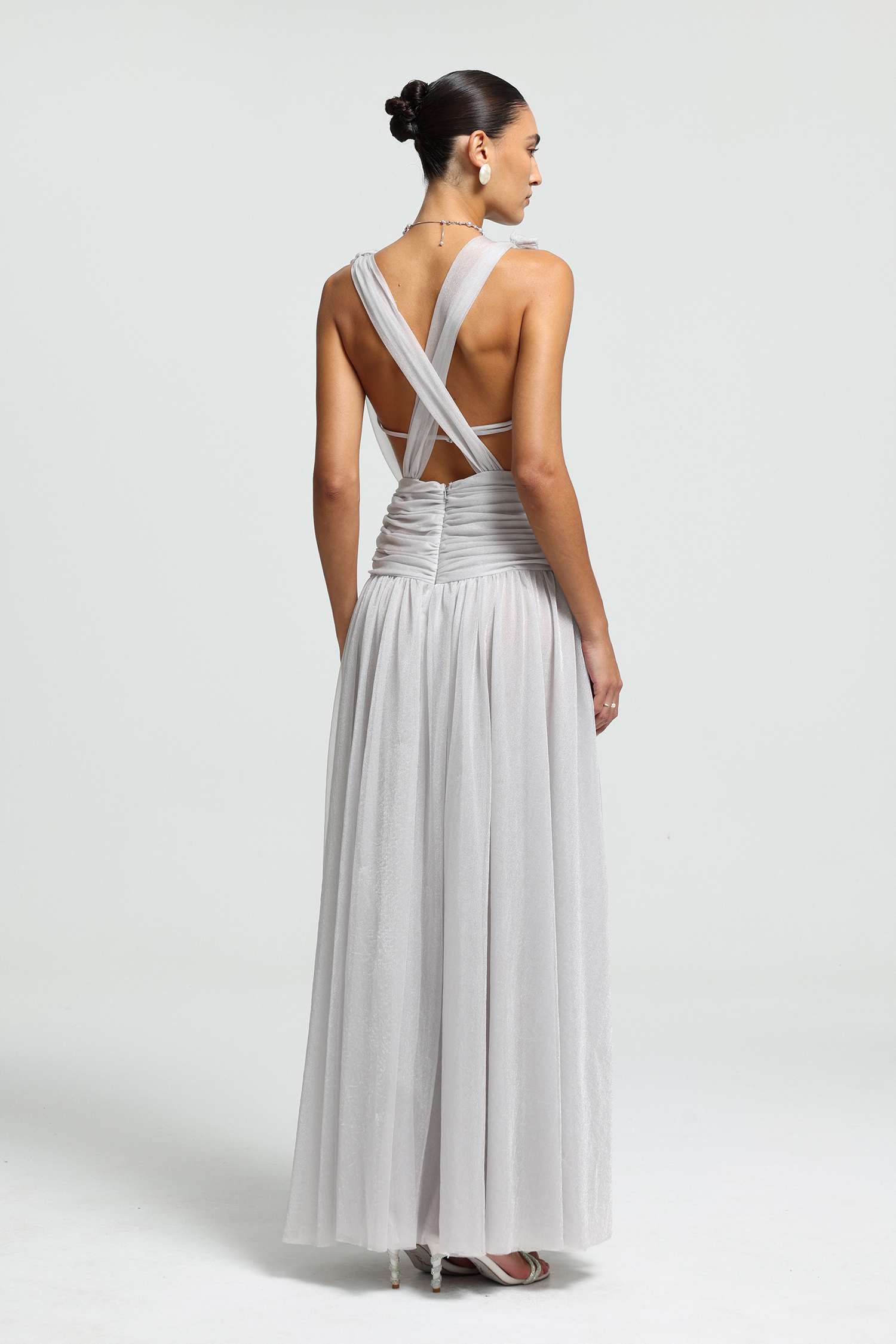 Celeste Detachable Cowl Crossback Maxi Dress