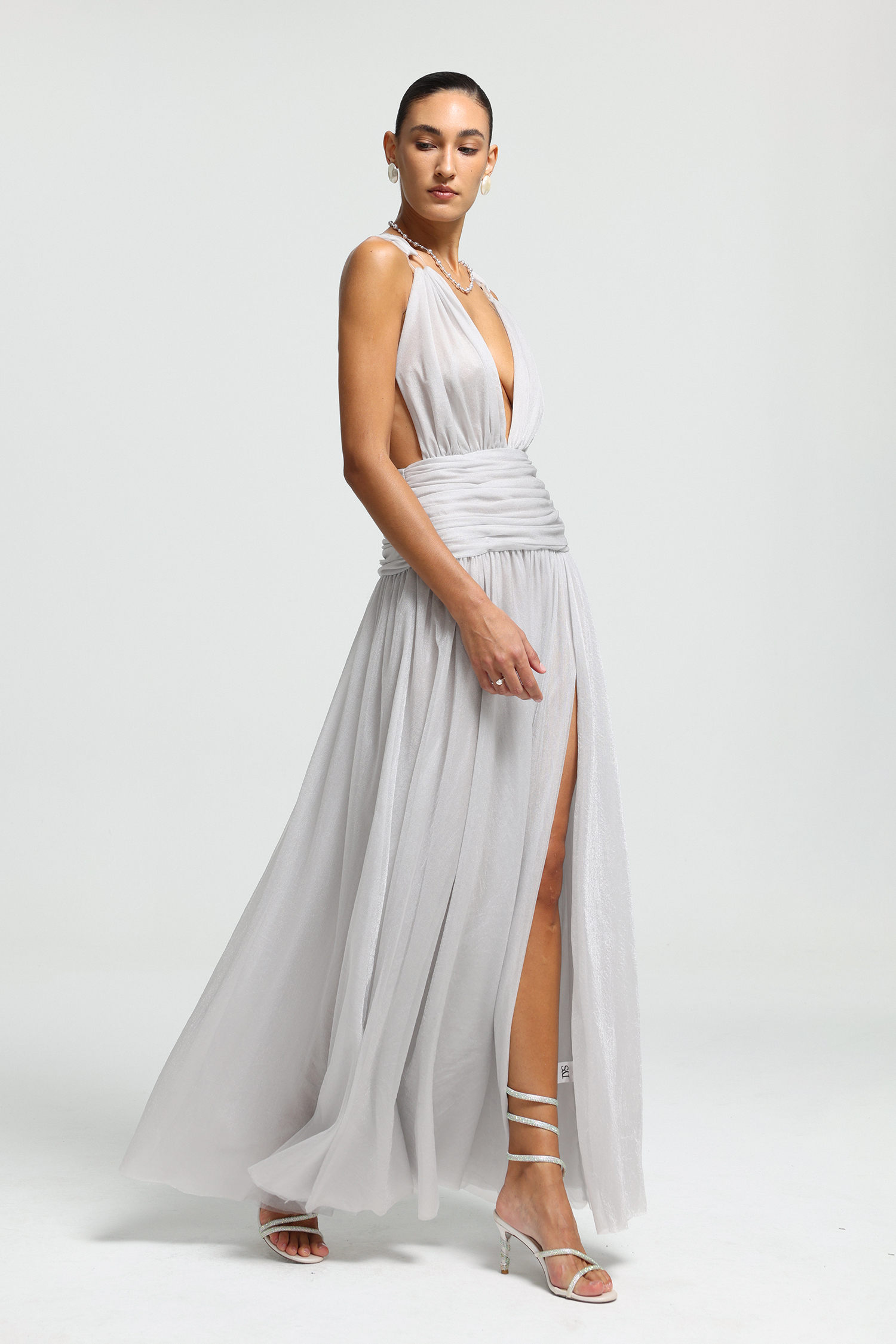 Celeste Detachable Cowl Crossback Maxi Dress