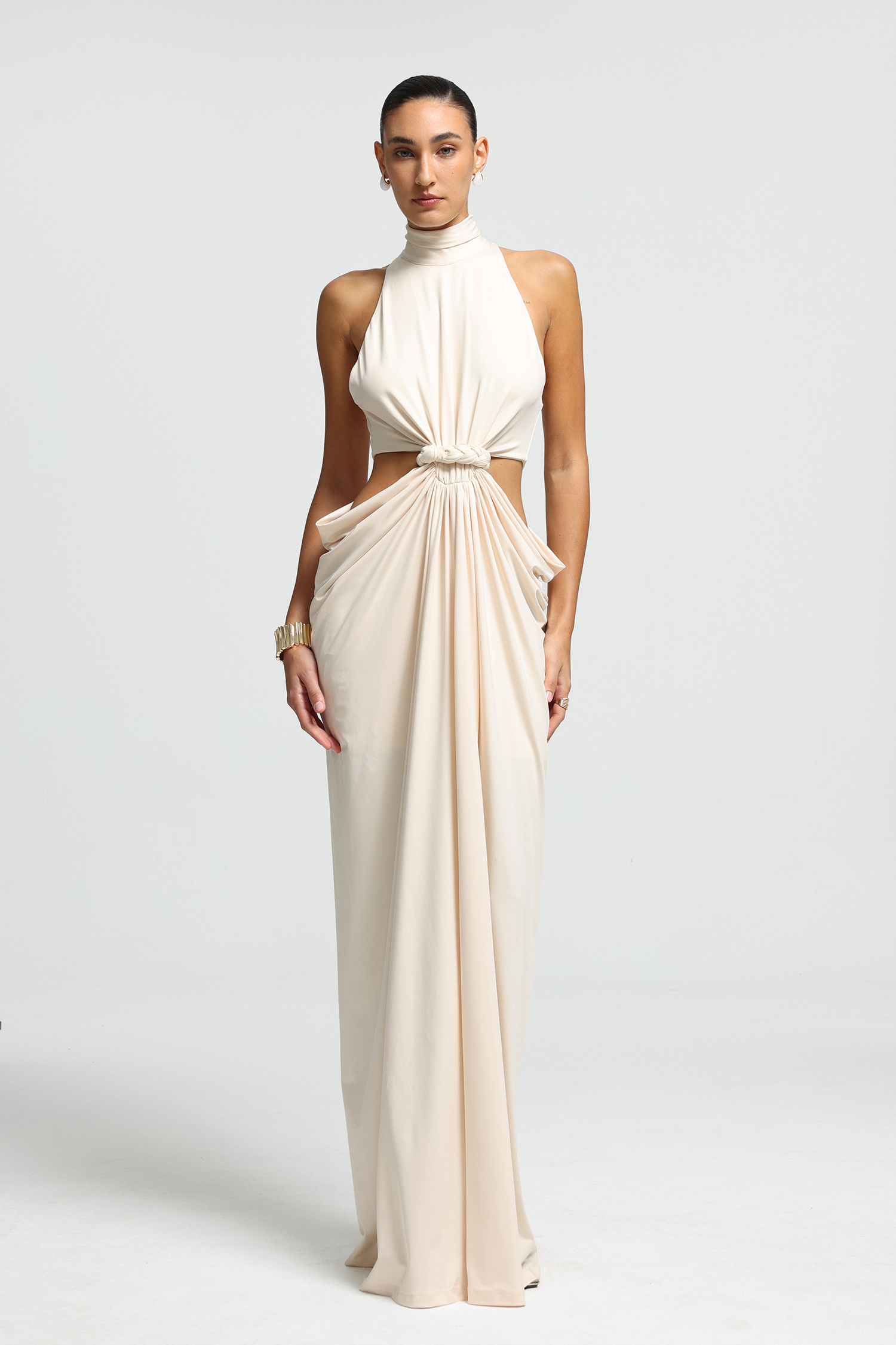 Braided Knot Cutout Halter Maxi Dress