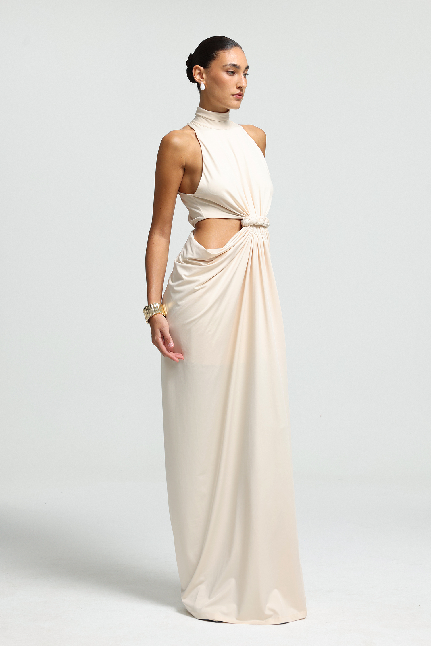 Braided Knot Cutout Halter Maxi Dress