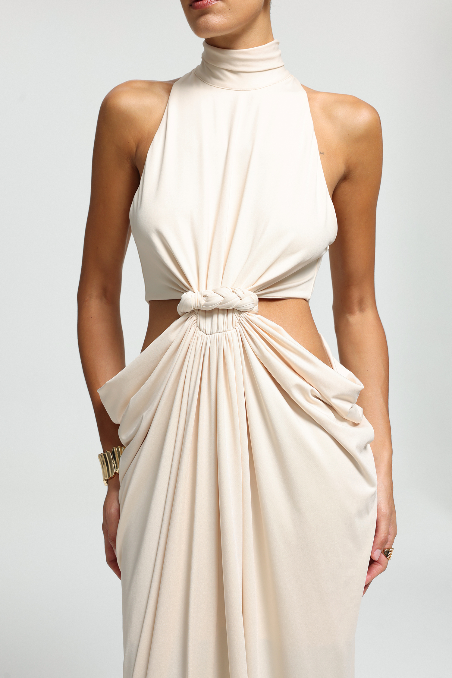 Braided Knot Cutout Halter Maxi Dress