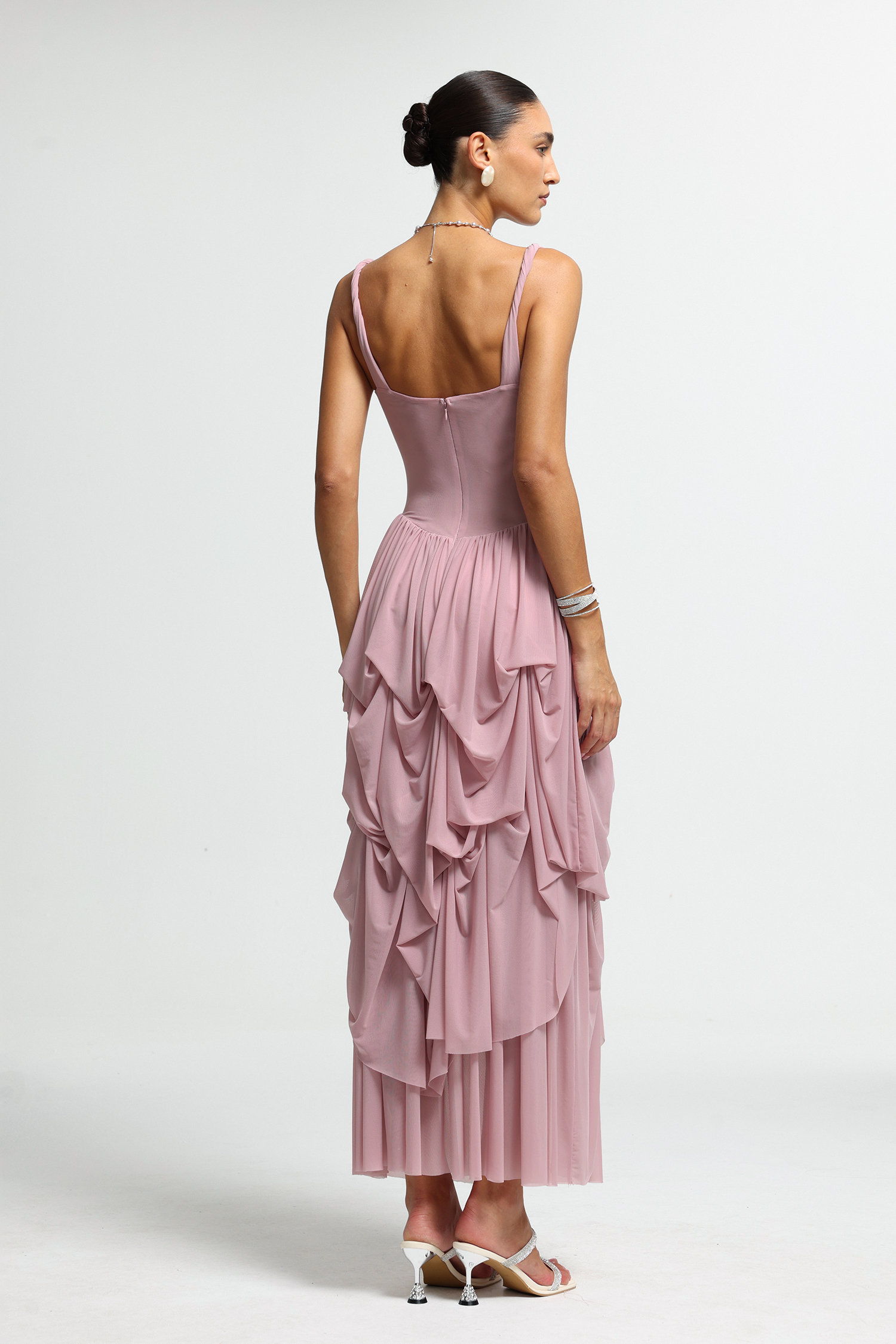 Twisted Bust Cutout Draped Maxi Dress