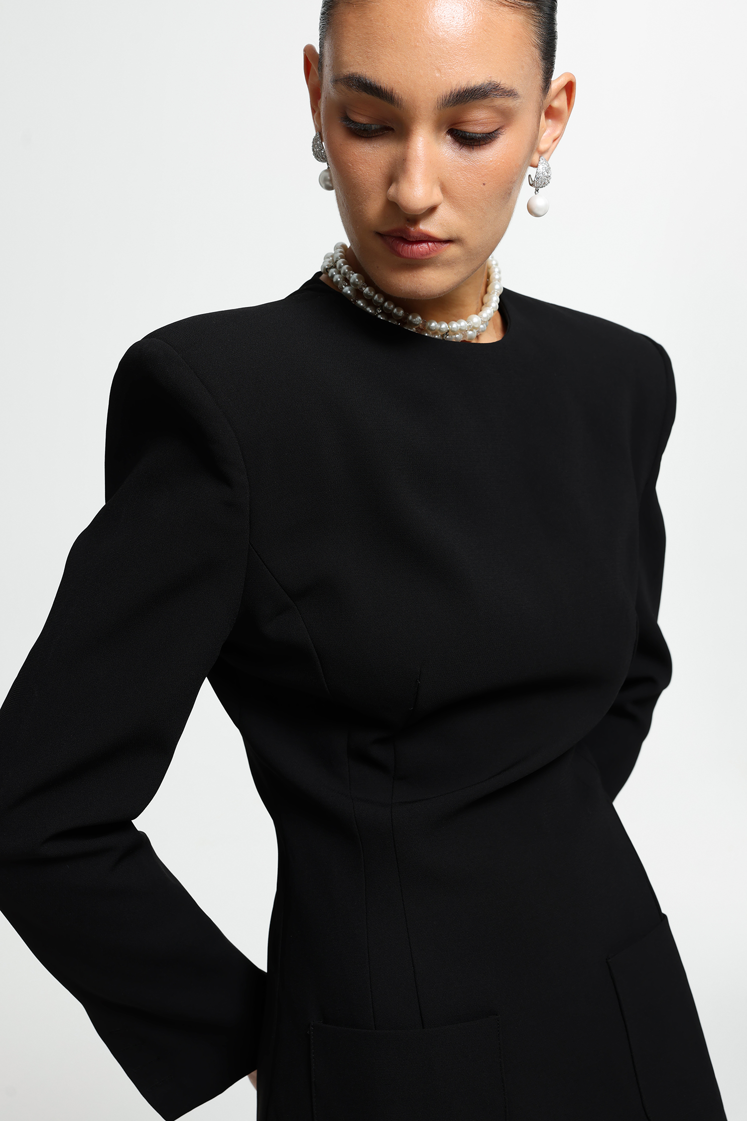 Structured Shoulder Tailored Mini Dress