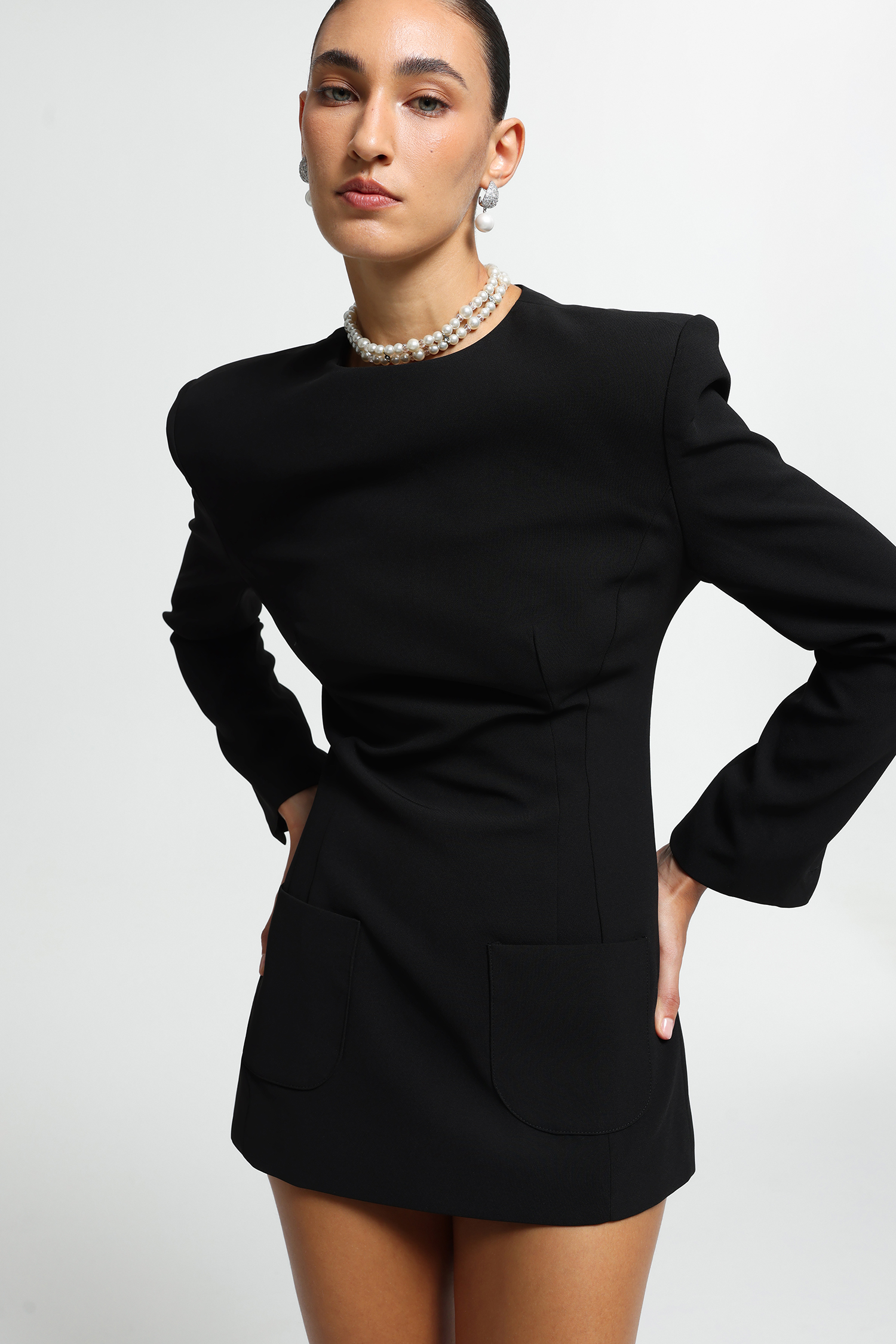 Structured Shoulder Tailored Mini Dress
