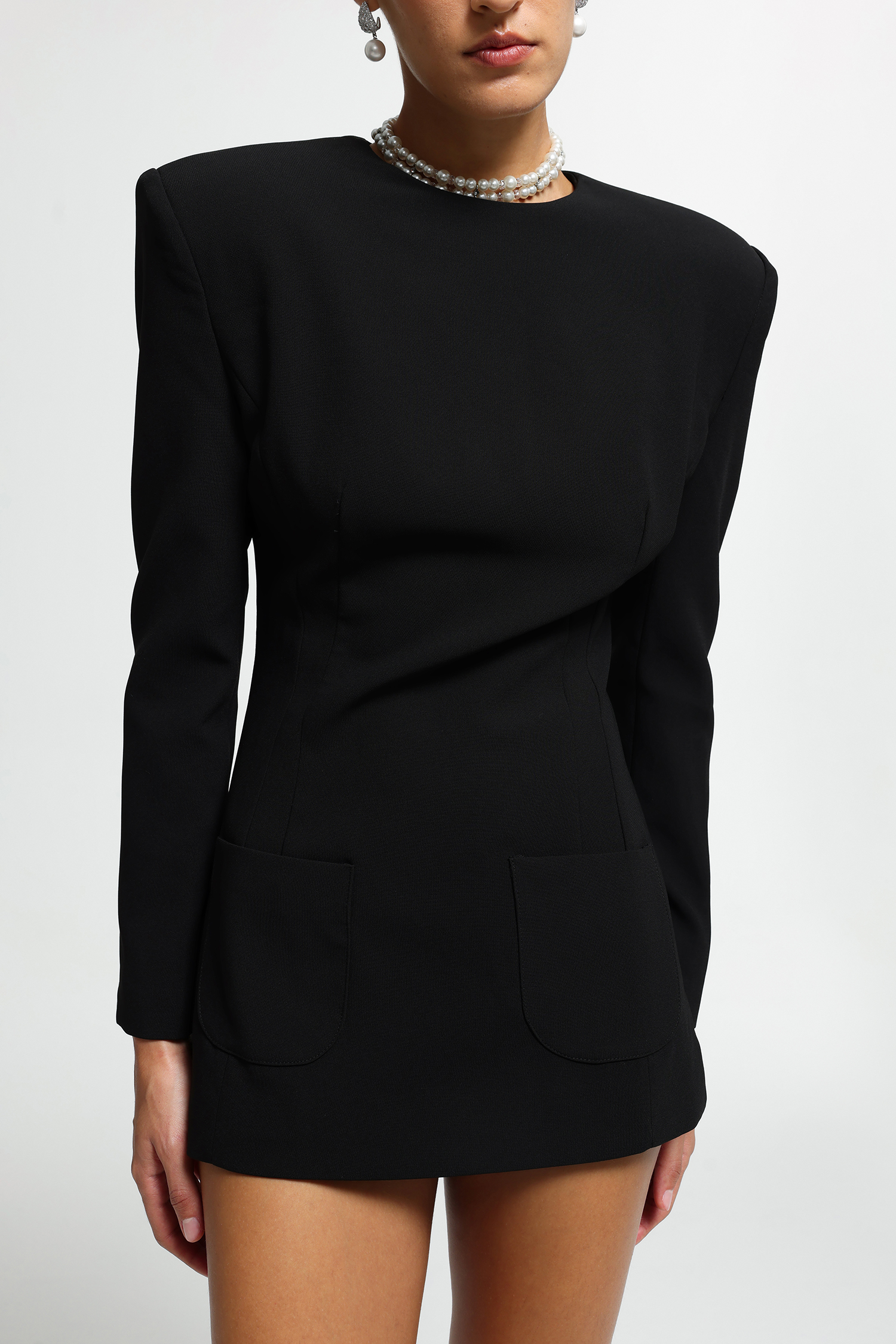 Structured Shoulder Tailored Mini Dress