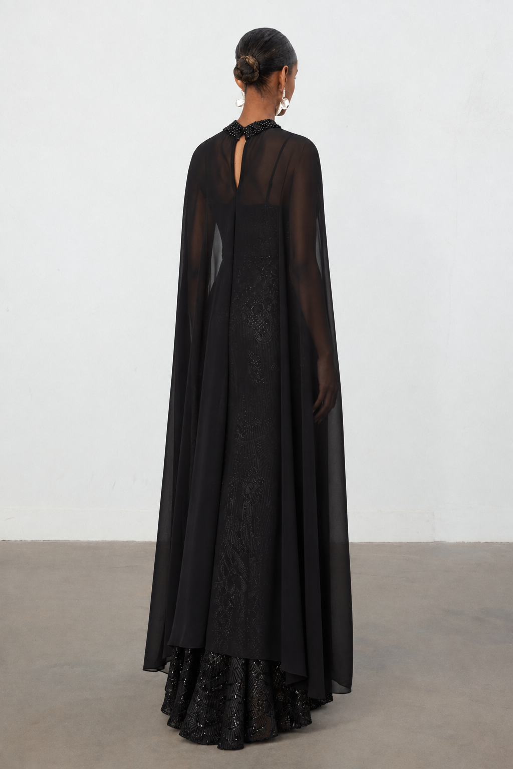 Lauren Glamorous Sleeveless Pearl Beaded Sequin Maxi Dress