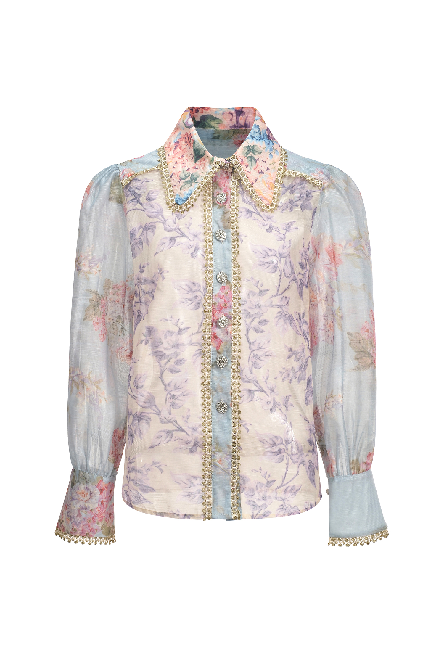 Ruby Long Sleeve Floral Printed Lace Top And Skirt Two-Piece Set