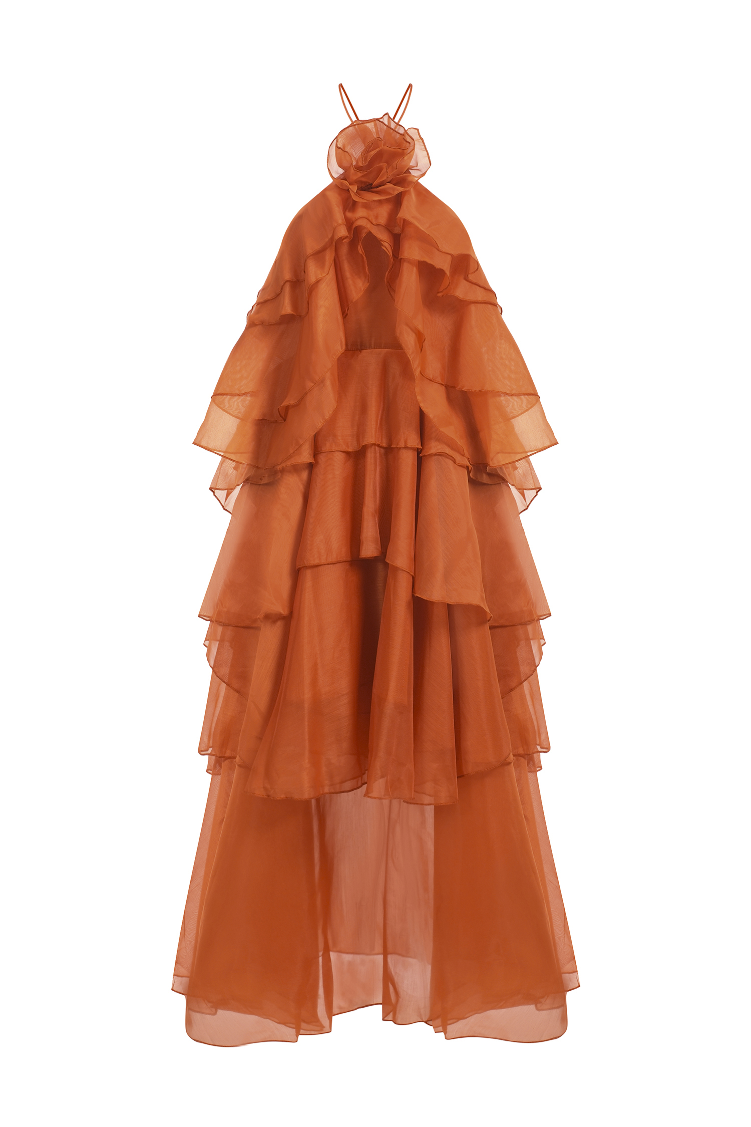 Jesmin Sleeveless Flower Layered Folds Maxi Dress