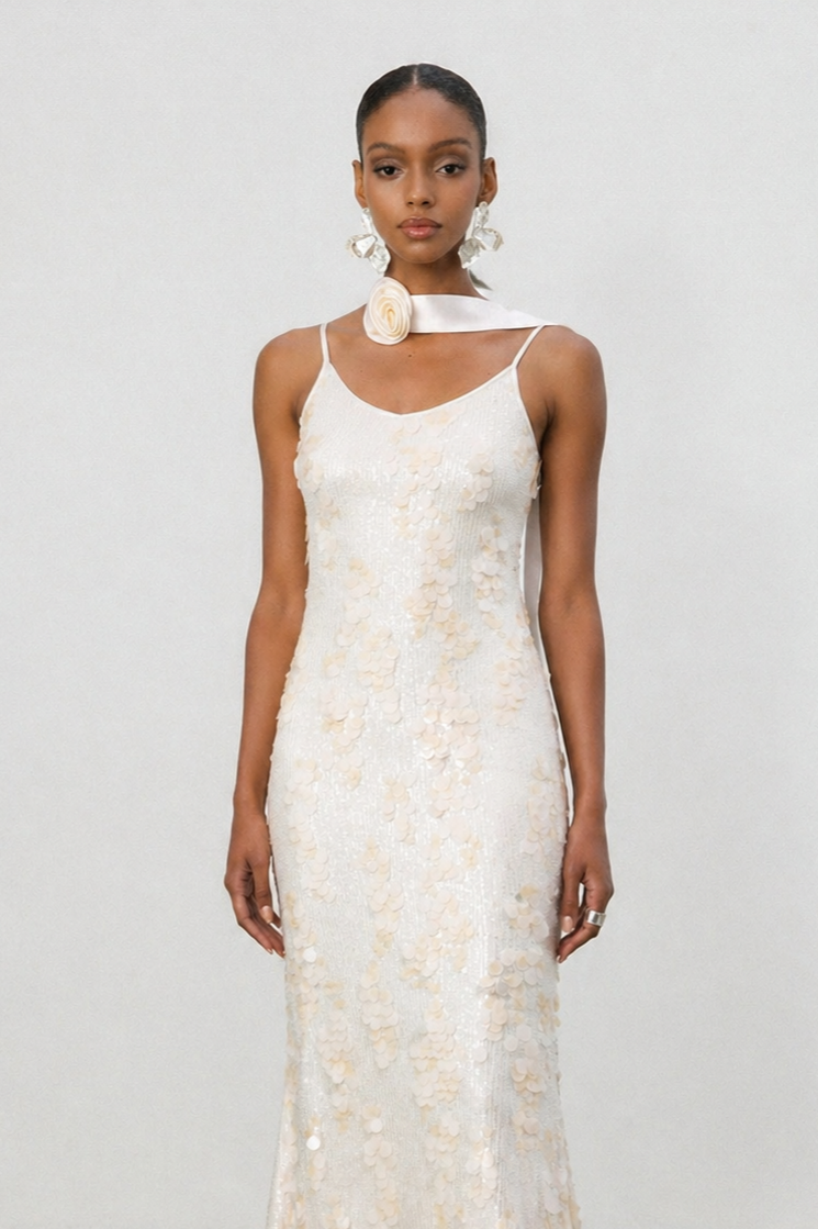 Farera Chic Contour Sleeveless Sequin Maxi Dress