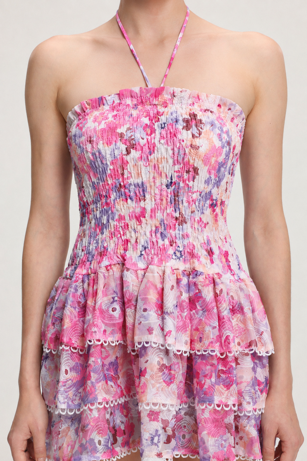 Dolcie Resort Cinched Sleeveless Floral Print Woven Mini Dress
