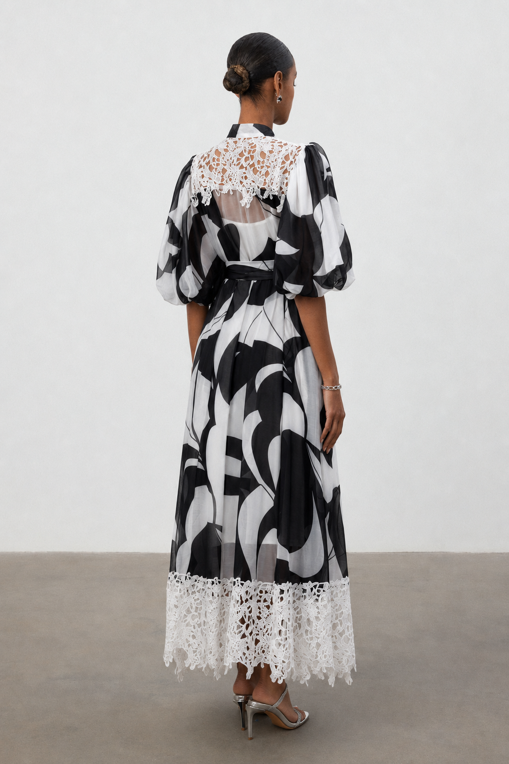 Tzeitel Resort Flowy Puff Sleeve Print Organza Maxi Dress