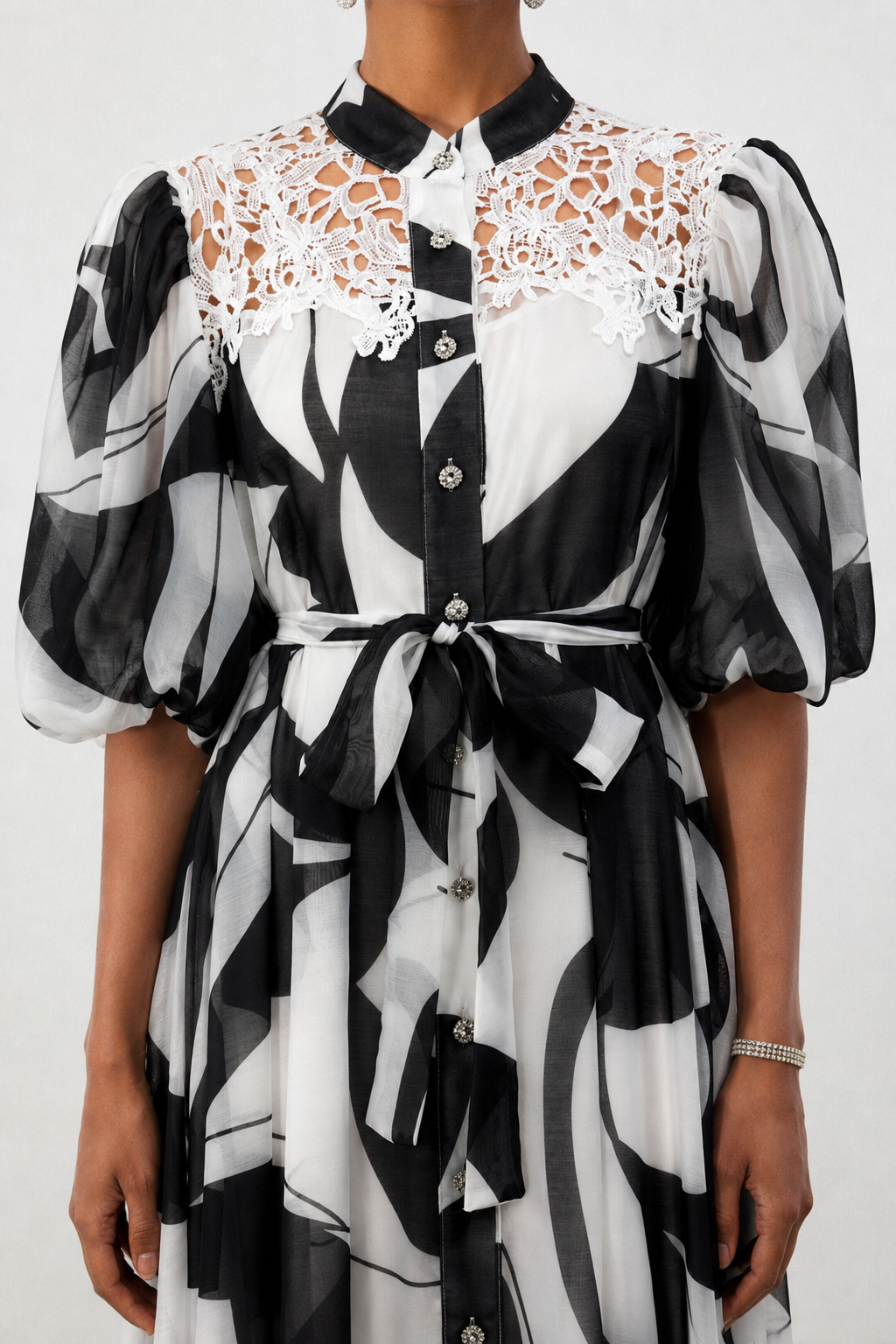 Tzeitel Resort Flowy Puff Sleeve Print Organza Maxi Dress