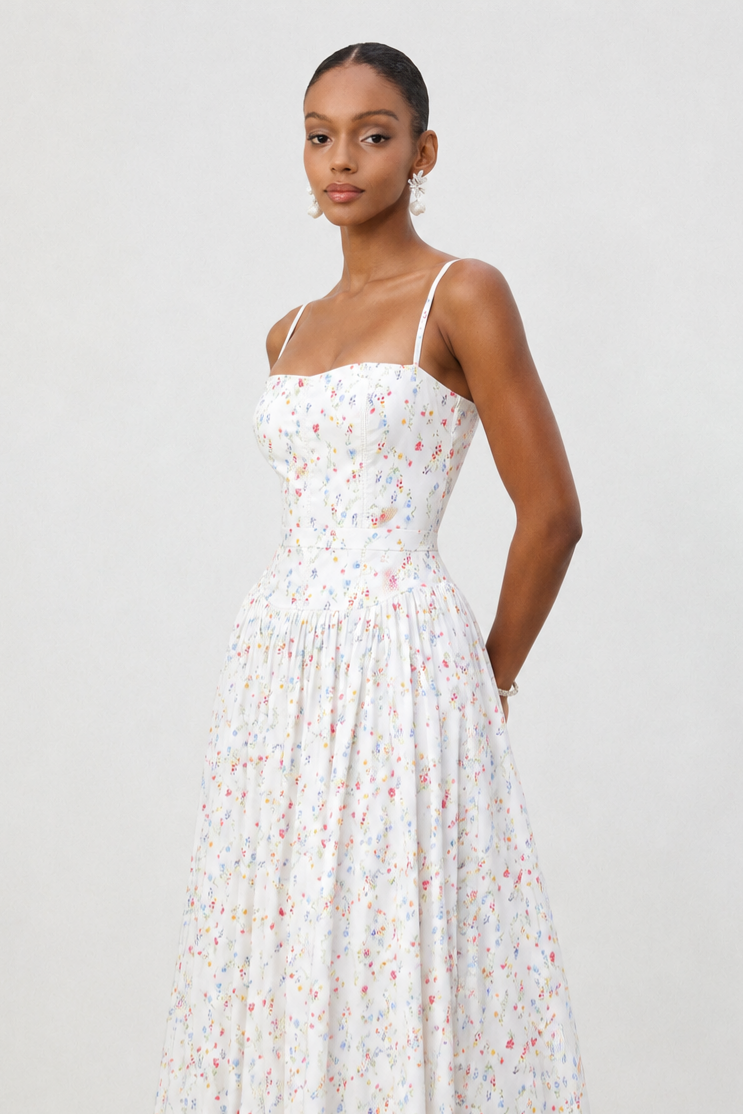 Qerly Resort Flowy Sleeveless Floral Print Maxi Dress
