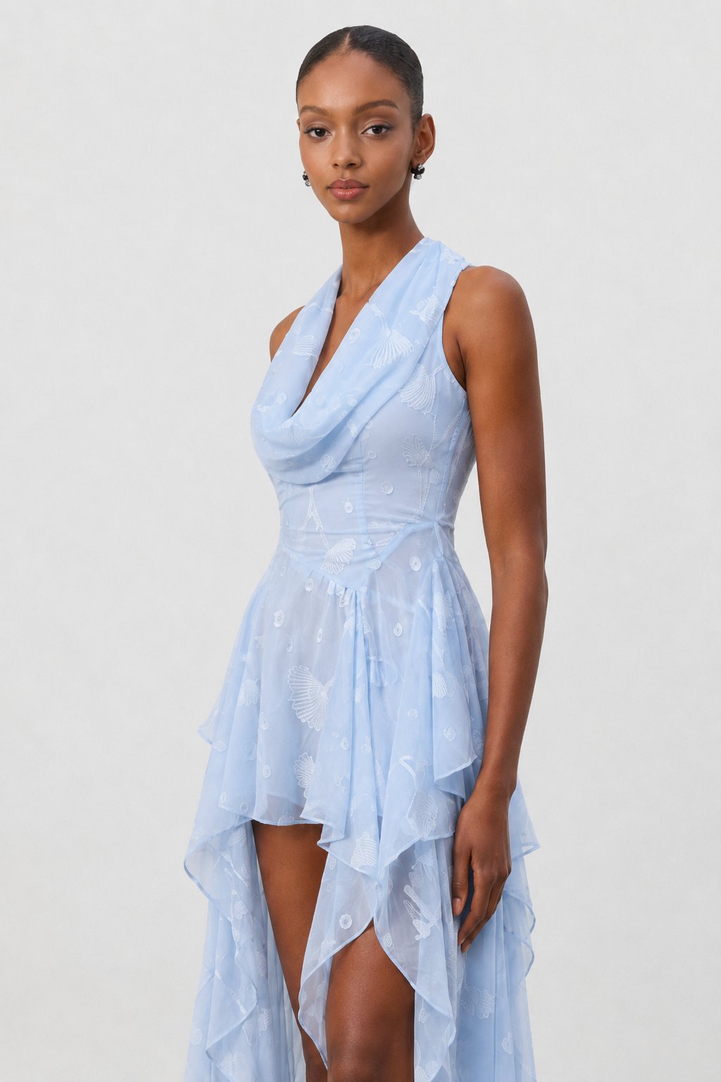 Vali Resort Flowy Sleeveless Ruffle Woven Blue Maxi Dress