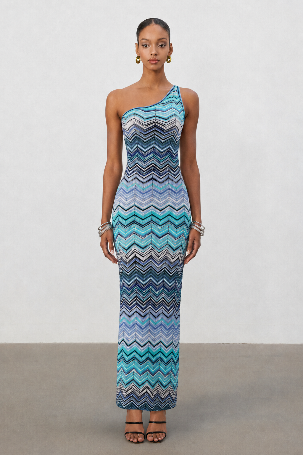 Raisin Resort Contour Chevron Print Knit Maxi Dress