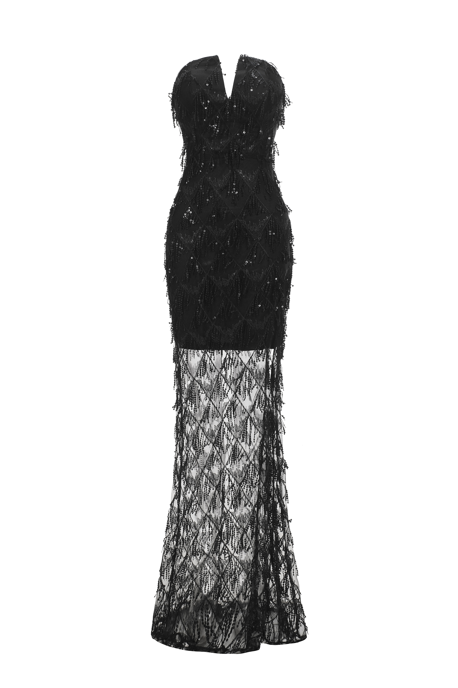 Davo Chest Glitter Fringe Maxi Dress