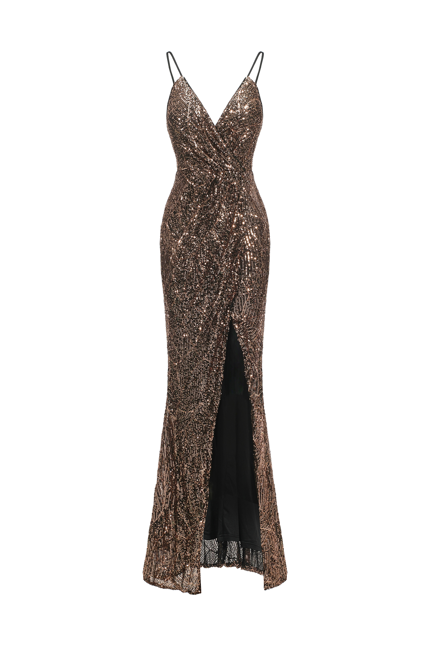 Kaia V-neck Sequin Slit Maxi Dress