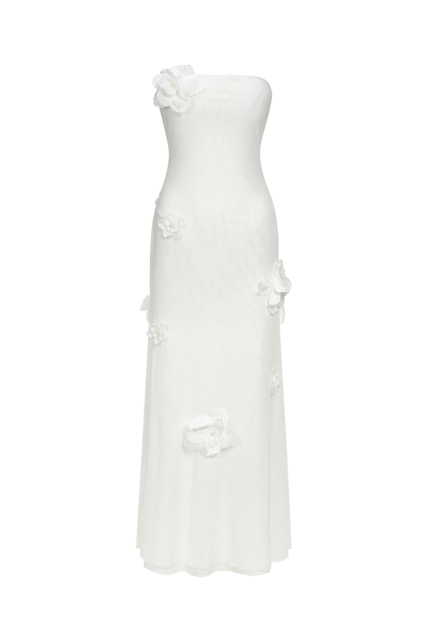 Kosala Flowers Strapless High Slit Maxi Dress