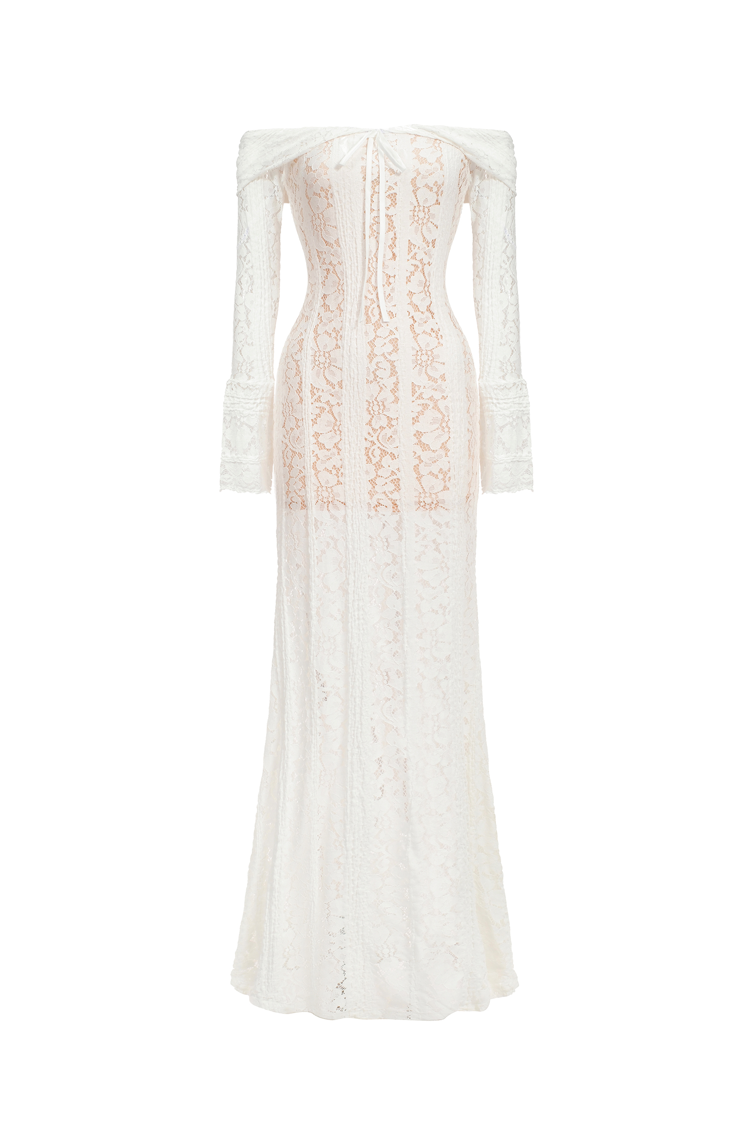 Tris One Shoulder Long Sleeves Lace Maxi Dress