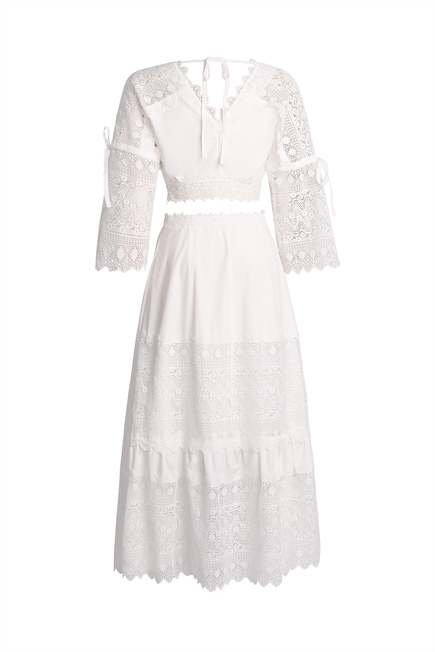 Eudora Deep V Lace Maxi Set