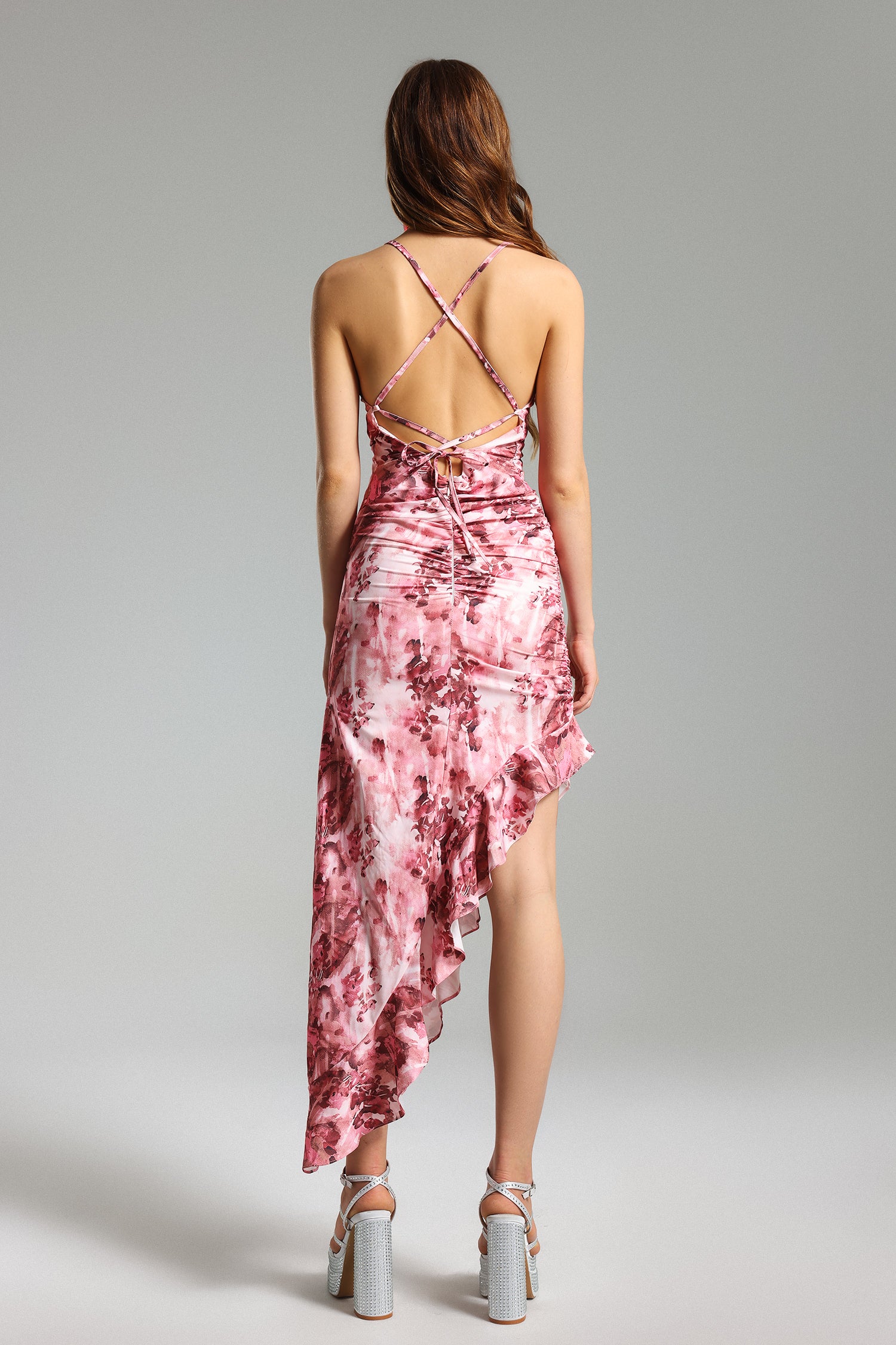 Fayie Floral Ruffled Skew Dress