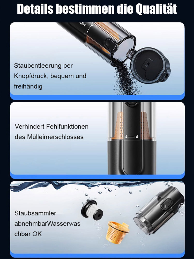 ⚡CleanPro™ 5-in-1 Saugen & Blasen - 3 Sekunden für staubfreie Autos, 3 Minuten für ein wie-neu-Innenraum! Unter 500g, über 90 Tage Nutzung!
