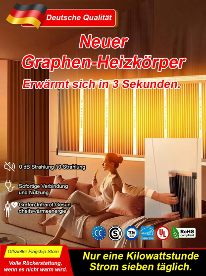 【Sofortige Wärme】QuickHeat™ Graphen-Heizgerät - In 3 Sekunden warm!Nur 1 kWh pro Nacht！Ohne hohe Stromkosten！
