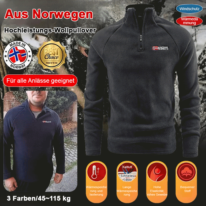🔥【Norwegen-Exklusiv】ThermalFit™ Militärische Fleece-Sweatshirt - Warm bei -40°C, Stilvoll und Bequem-100 % Kaschmir, Maschinenwaschbar