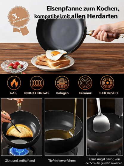 【Gesund Kochen】PureIron™ Gusseisenpfanne - Natürliche Eisenversorgung, Unterstützt Gesundheit!  100 % Chemiefrei! 🏅Hält 100 Jahre!