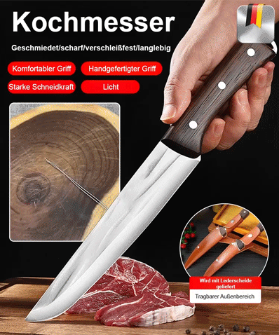【Das Messer aus Solingen】 Handgeschmiedete Küchenklingen – schneiden Knochen wie Butter!