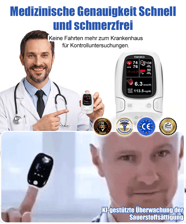 ☺️ Schmerzfreie Messung] 🏥Medizinischer Pulsoximeter mit bis zu 99,9 % Genauigkeit – bereits im klinischen Einsatz. ✅