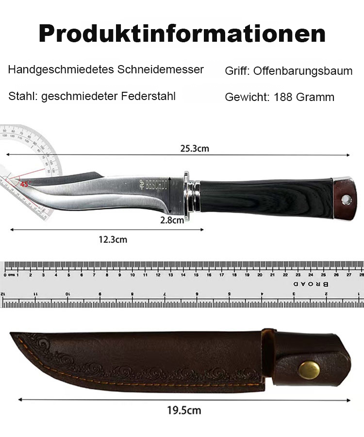 🔥 Dieses multifunktionale Outdoor-Messer wird in einer Meisterwerkstatt in Solingen handgefertigt! Selbst nach 100.000 Schnitten bleibt es messerscharf – ohne zu verbiegen oder zu verformen. 💪🔪