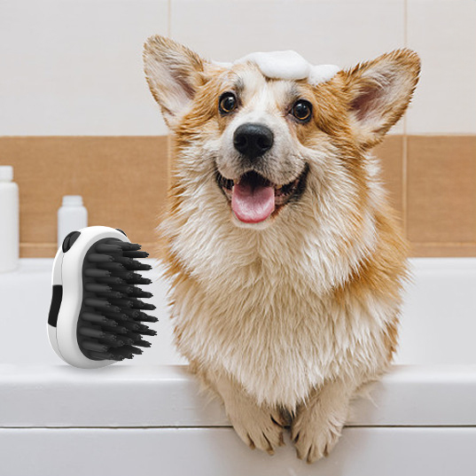 Haustier-Bad-Massagebürste, speziell für Hunde und Katzen entwickelte Badebürste, Silikon-Softborsten-Reinigungspinsel