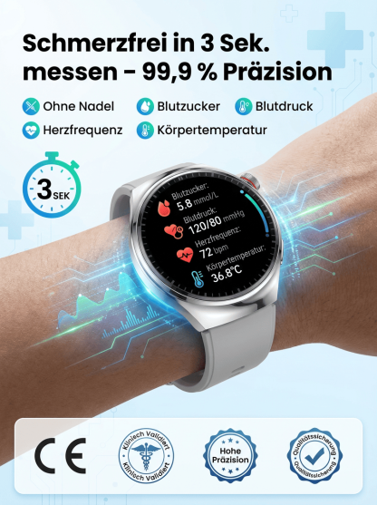 🩺 【Von Ärzten empfohlen!】Die neueste Smart-Health-Uhr! 🔥 Zweites Stück für nur 23 €!🎁