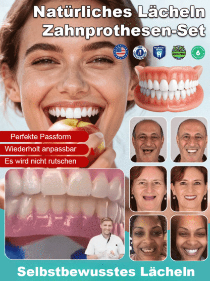 Keine Zahnarztbesuche nötig! 😊 Individuelle Anpassung in nur 3 Minuten! 🦷 Prothesen aus medizinischem Silikon mit 180-tägiger Garantie & vollständiger Rückerstattung!