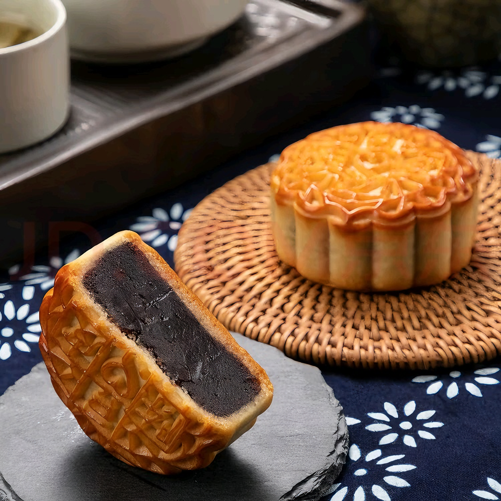 知味观 桂花月影流心奶黄月饼礼盒 8饼8味