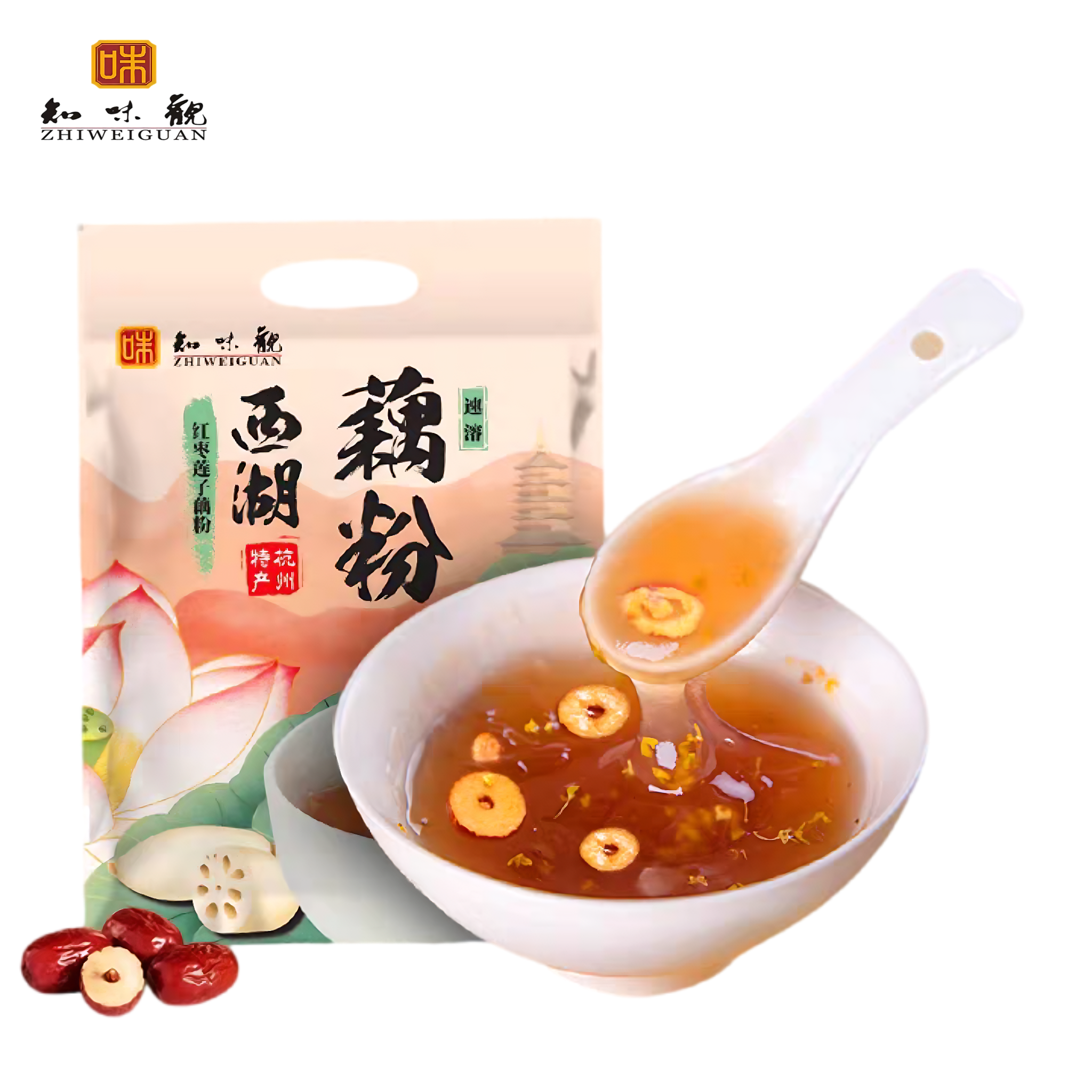 知味观 红枣莲子藕粉 细腻滑润 240克*1袋
