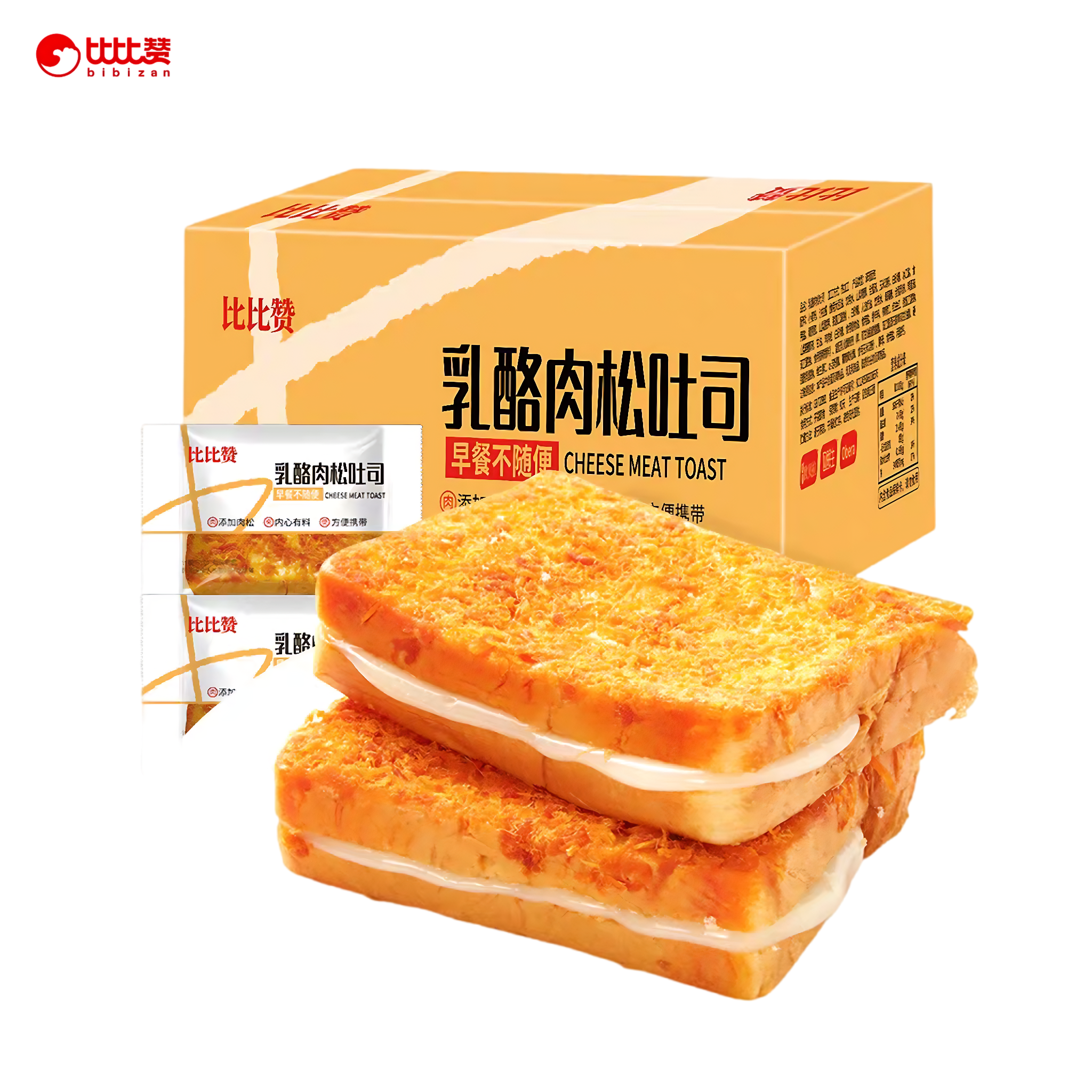 比比赞 乳酪肉松吐司面包 丝滑醇厚 400克*1盒
