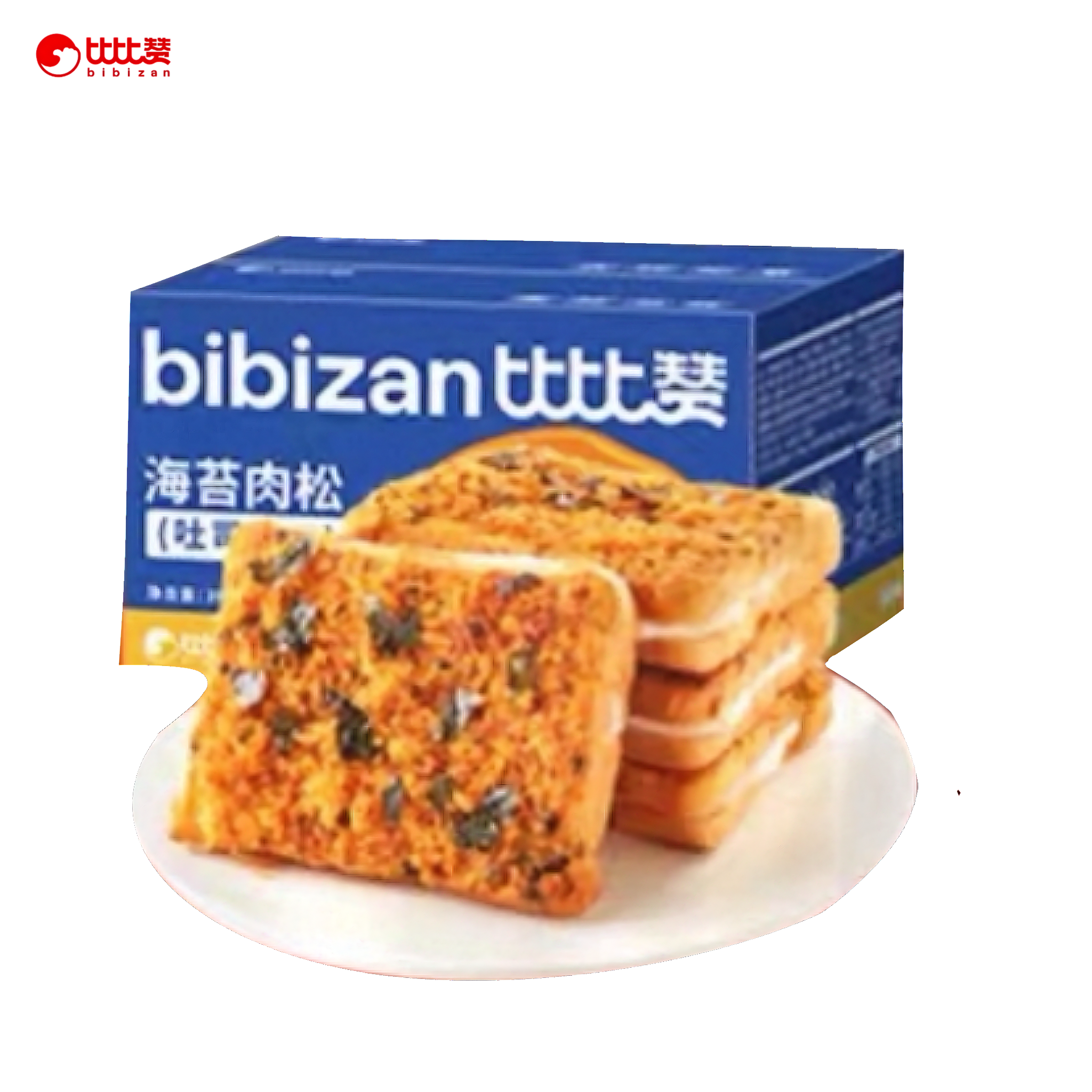 比比赞 海苔肉松吐司面包 松软绵密 300克*1盒