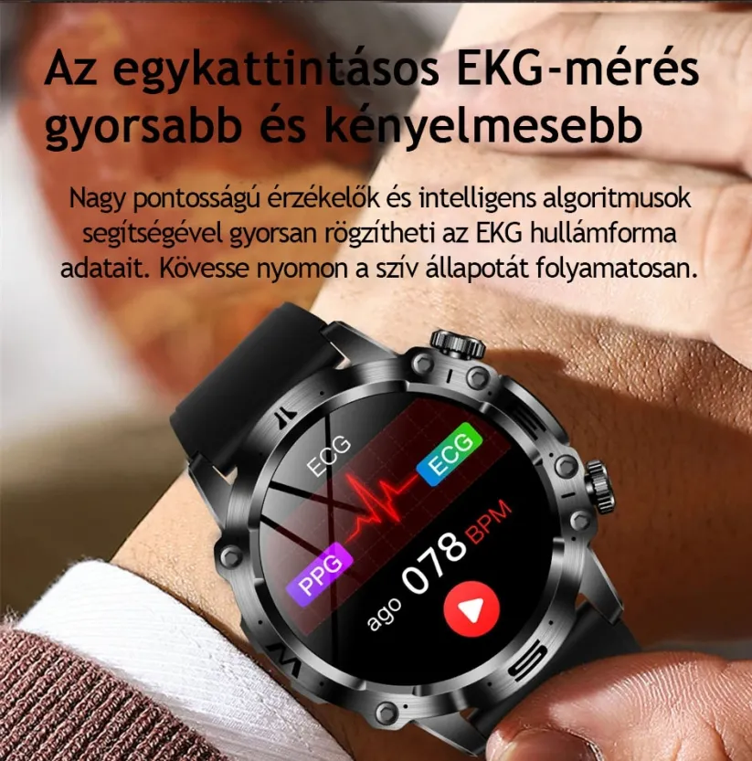 Mesterséges intelligencia által vezérelt diagnosztikai okosóra - 2025-ös modell vérzsír-, sav-bázis- és vércukorszint-érzékeléssel - EKG + fotopletizmográfiai fitneszkövető