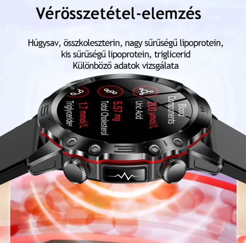 Mesterséges intelligencia által vezérelt diagnosztikai okosóra - 2025-ös modell vérzsír-, sav-bázis- és vércukorszint-érzékeléssel - EKG + fotopletizmográfiai fitneszkövető