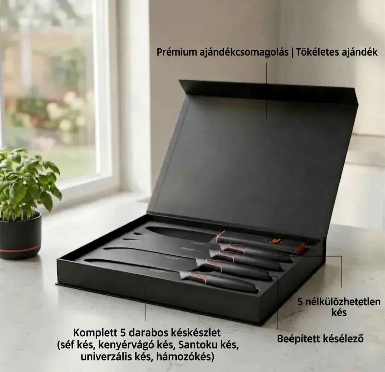 👩‍🍳👩‍🍳Limitált kiadás: FISKARS® 5 részes késkészlet (késtartóval) – FISKARS EDGE termékcsalád, éles konyhakések + késélező🔪🔪