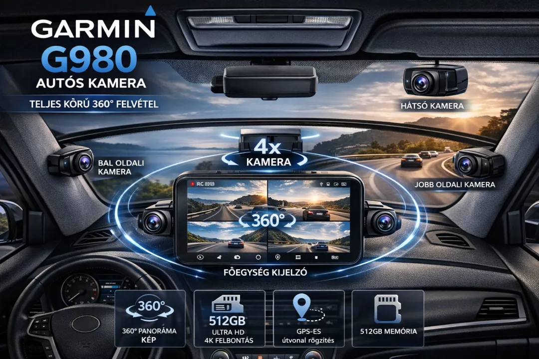 🚗🚗 G980 Autós Kamera – 4 Kamerás 360° Védelem, 4K Ultra HD Rögzítés, Minden járműtípushoz alkalmas🎥🎥