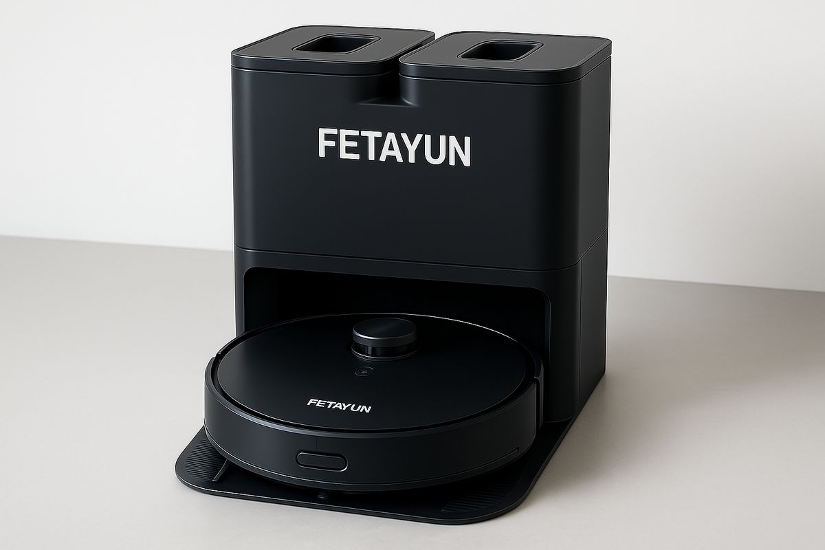 Saugroboter Schwarz Automatische Reinigung mit Schmutzentsorgung